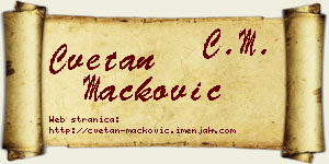 Cvetan Mačković vizit kartica